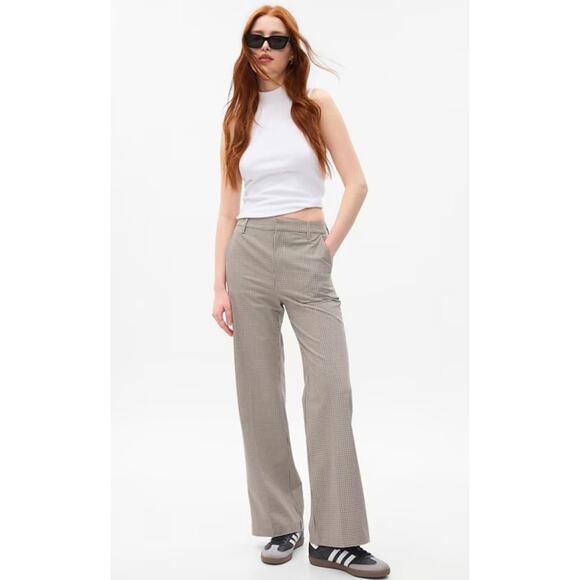 GAP Women’s Plaid Dress Pants Size 2 | Flared Chic Checked Trousers Brown Taupe - Picture 4 of 11